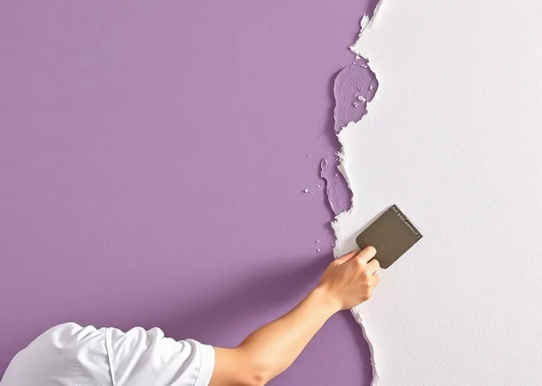 Application d'un enduit décoratif à la lisseuse sur un mur