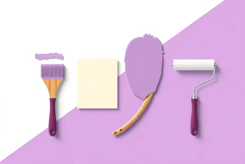 Outils de peinture disposés dans l'ordre des étapes du chantier